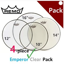 REMO PP-1860-BE Drum head package / 레모 엠퍼러 탐팩 스네어헤드 세트 / 10&quot;,12&quot;,16&quot; 엠퍼러 클리어 탐피 + 14인치 앰버서더 스네어피 / 레모 드럼피 , 레모 스네어피 세트
